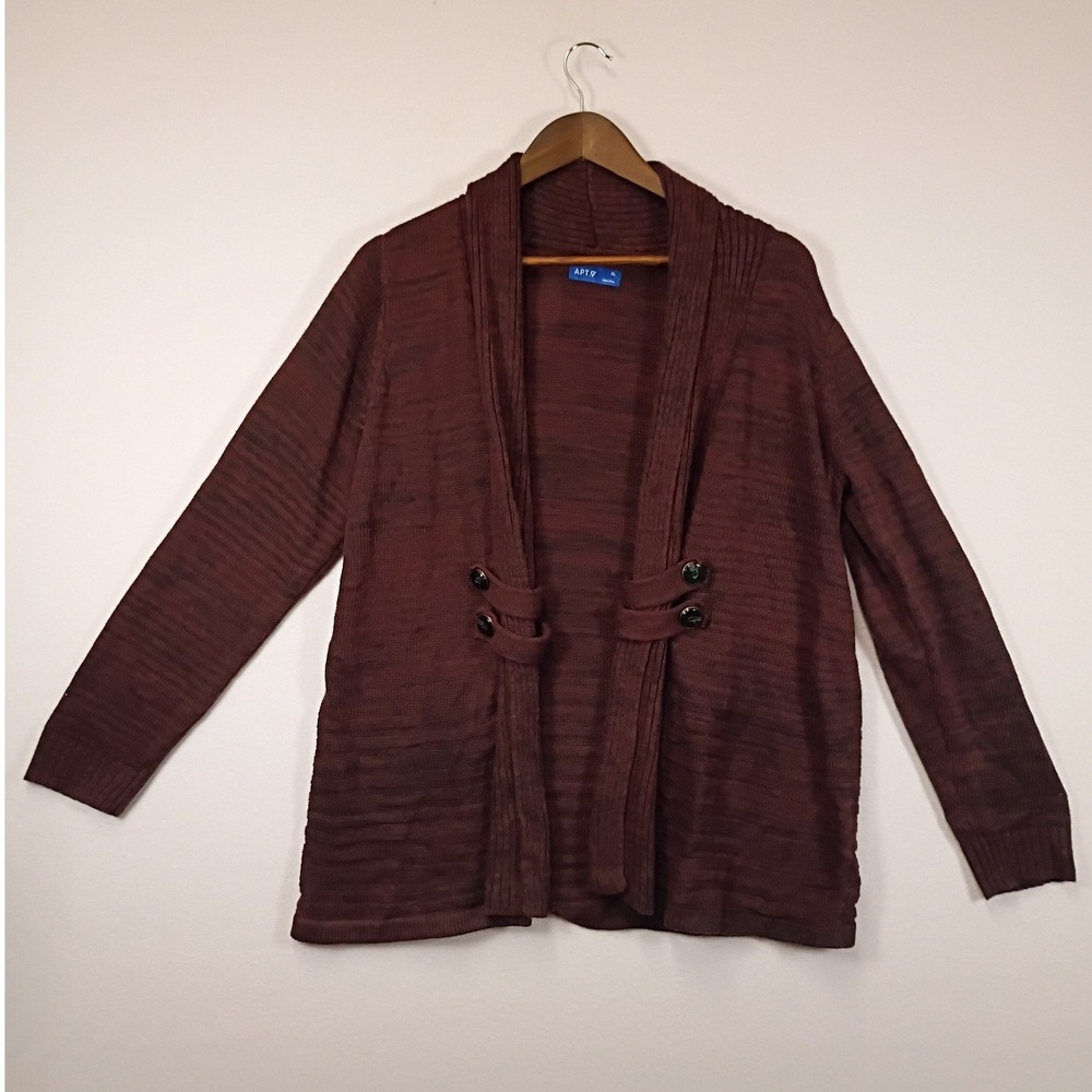 Dark Academia Apt. 9 Womens XL Burgundy Space Dye Shawl Collar Button Cardigan